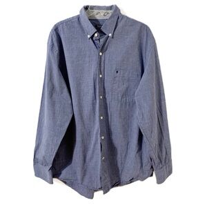 Izod Button Down Micro Stripe Long Sleeve Cotton Shirt with Contrasting Cuffs 💙